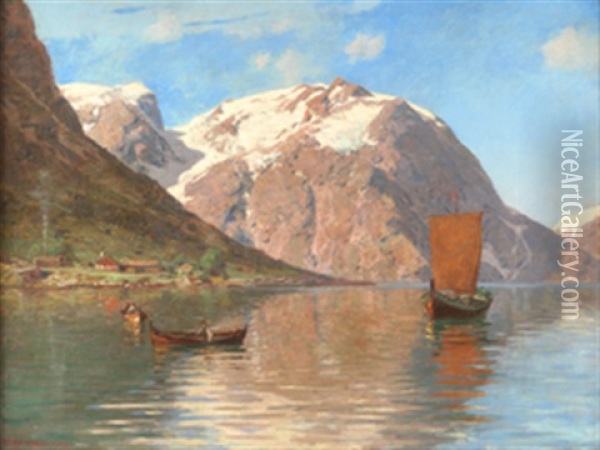 Nordnorsk Fjordlandskap Oil Painting - Otto Ludwig Sinding