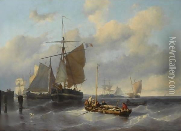 Fishing Boats Near The Coast Oil Painting - Louise Meyer