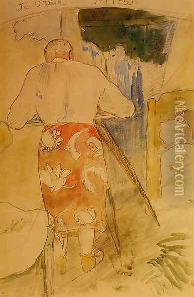Ja Orana Ritou Aka Self Portrait Of The Artist At His Drawing Table Tahiti Oil Painting - Paul Gauguin