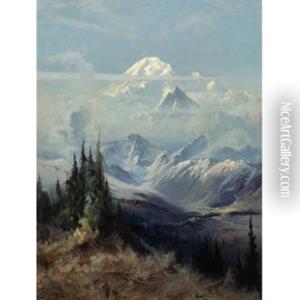 Mount Mckinley In Mist Oil Painting - Sydney Mortimer Laurence