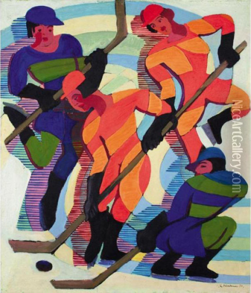 Eishockeyspieler (ice Hockey Players) Oil Painting - Ernst Ludwig Kirchner
