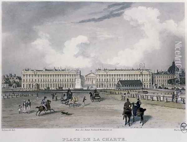 The Place de la Concorde, Paris, 1832 Oil Painting - Bernhard Schmidt
