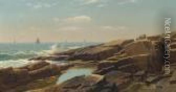 Rocks At Narragansett, Rhode Island Oil Painting - William Stanley Haseltine