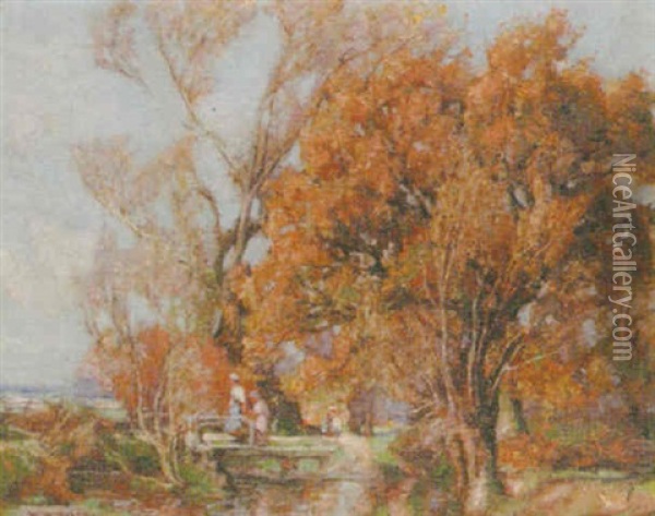 The Footbridge Oil Painting - William Watt Milne