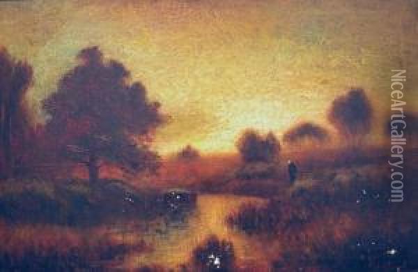 Autumn Sunset Oil Painting - George Henry Bogert