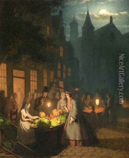 Fruit and Vegetable Market Oil Painting - Johann Mongels Culverhouse