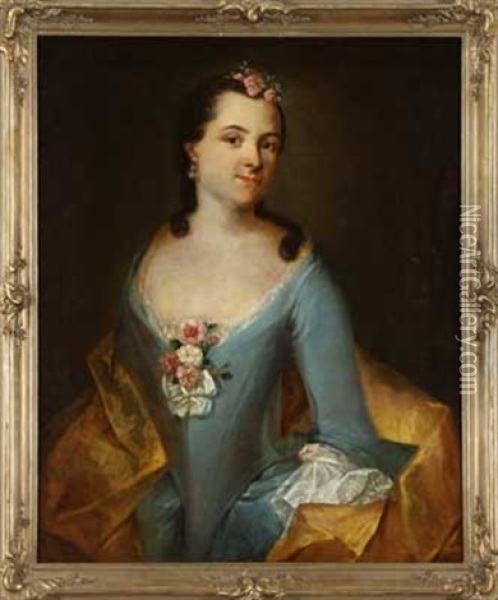 Portrait Einer Dame Mit Ohr- Und Blumenschmuck Oil Painting - Anna Rosina Lisiewski