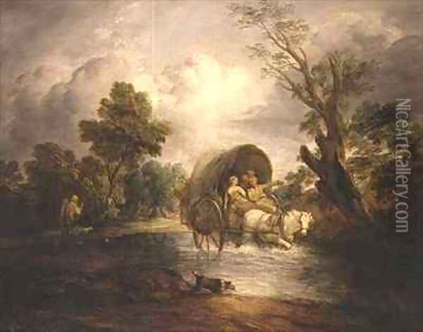 A Country Cart crossing a Ford Oil Painting - Thomas Gainsborough