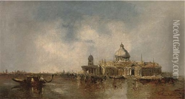 A Capriccio Of The Dogana And San Salute, Venice Oil Painting - James Holland