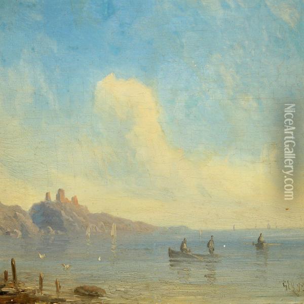 Coastal Scenery With Boats Oil Painting - Georg Emil Libert