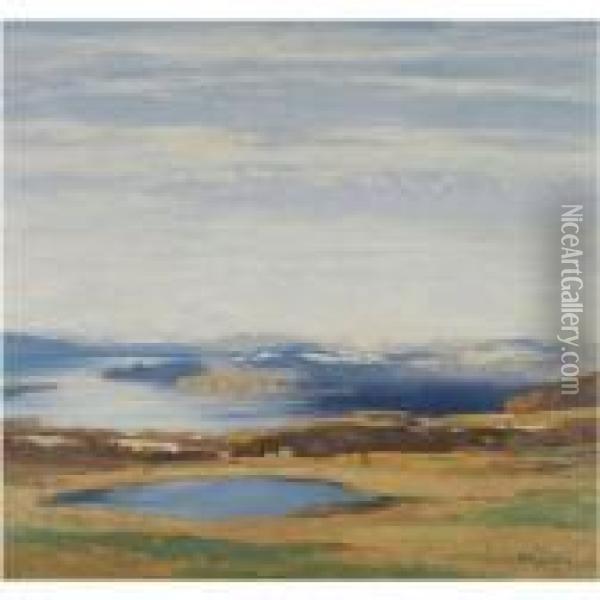 Firth Of Lorne, Dunollie Castle And Oban Bay Oil Painting - David Young Cameron