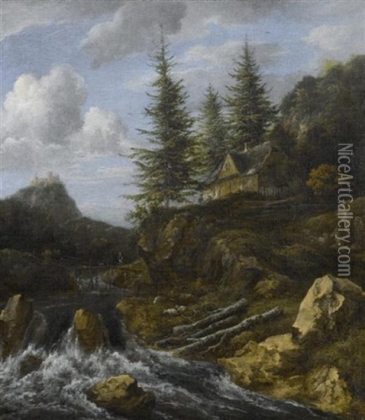 Berglandschaft Mit Fluss Oil Painting - Jacob Van Ruisdael