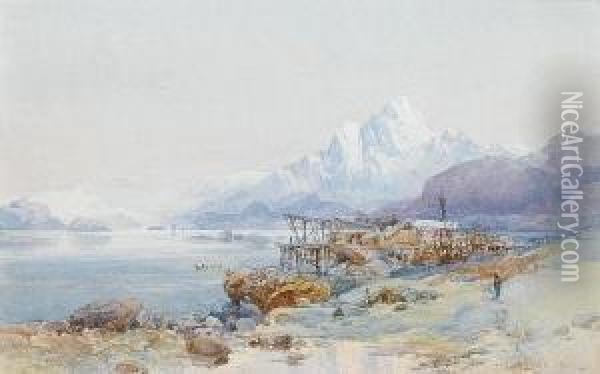 Cod Fishing In Norway; Loch Sealbhag, Scotland Oil Painting - Edward Theodore Compton