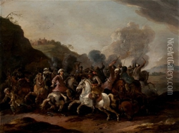 Escena De Batalla Oil Painting - Simon Johannes van Douw