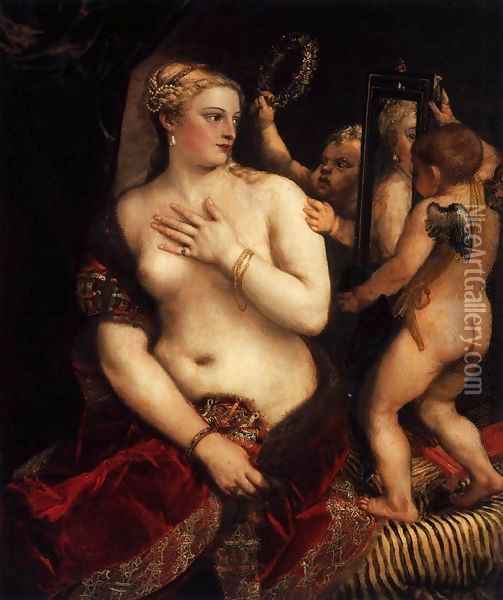 Venus with a Mirror Oil Painting - Tiziano Vecellio (Titian)