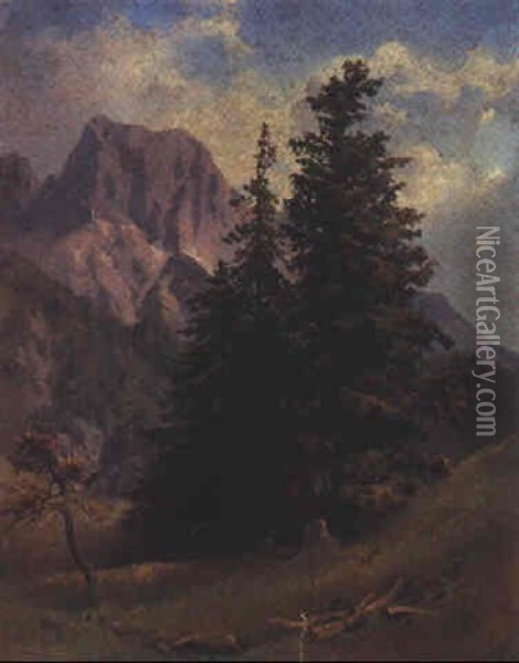 Gebirgslandschaft Oil Painting - Julius von Blaas