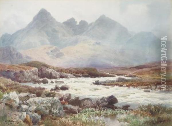 Sgurr Nan Gillean, Isle Of Skye Oil Painting - Henry B. Wimbush