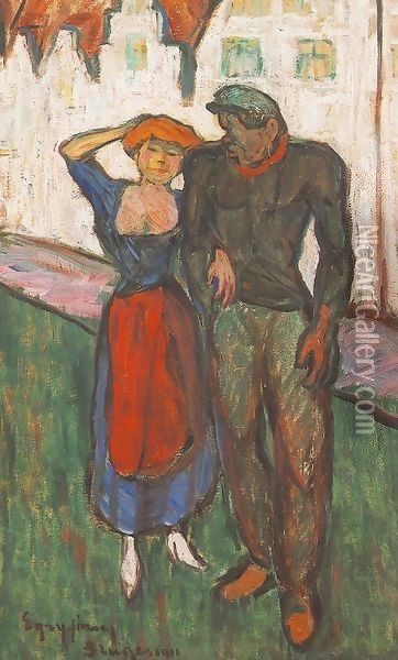 Lovers 1911 Oil Painting - Jeno Gadanyi