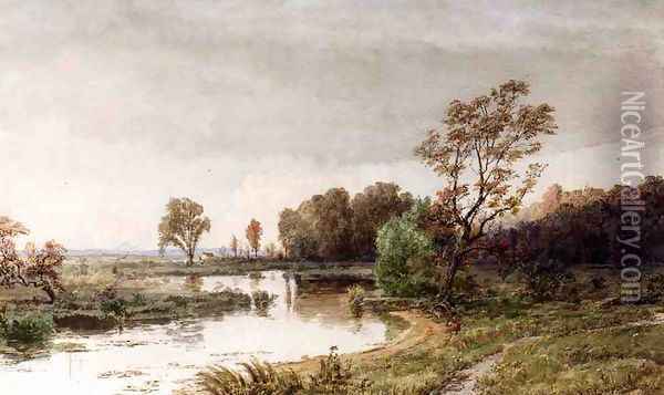 Hackensack Meadows in the Autumn Oil Painting - Jasper Francis Cropsey