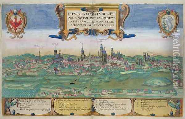 Map of Lublin from Civitates Orbis Terrarum Oil Painting - Joris Hoefnagel