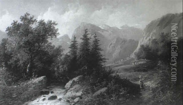 Gebirgsbach In Tirol Oil Painting - Edouard Boehm