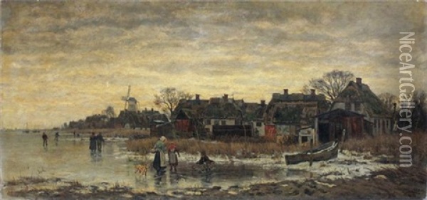 Altenhagen Auf Fischland Im Winter Oil Painting - Karl Wilhelm Christian Malchin