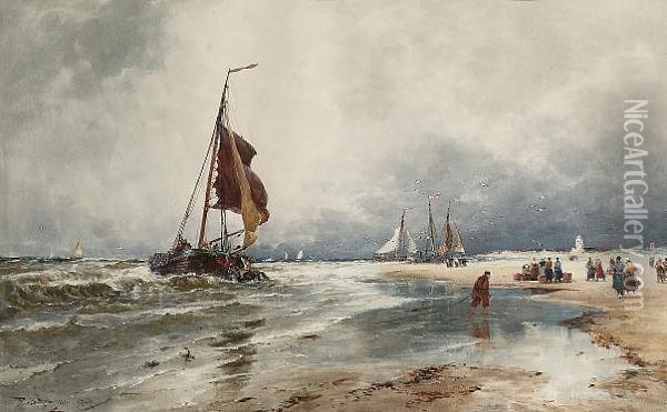 Katwijk Oil Painting - Thomas Bush Hardy