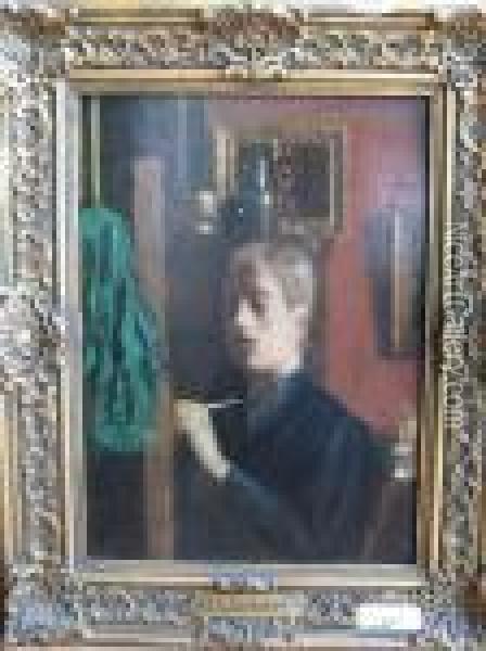 Portrait De La Femme Du Peintre Oil Painting - Georges Lemmen