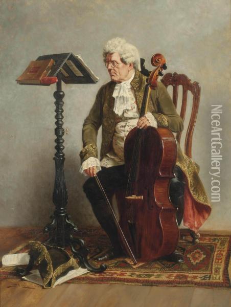 The Cellist Oil Painting - Stephen Lewin
