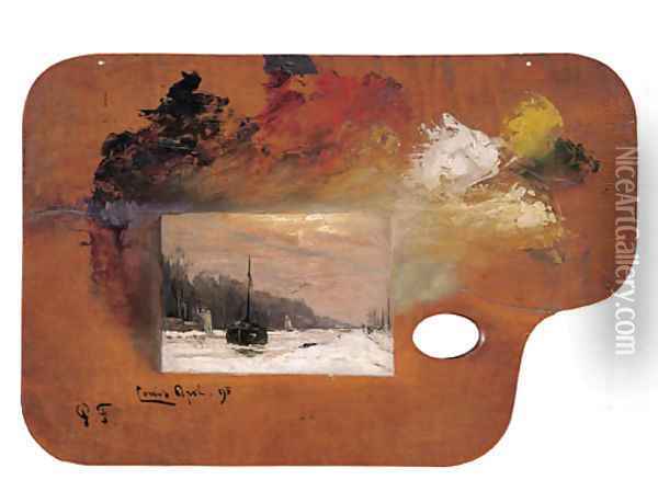 Winter sunset 2 Oil Painting - Louis Apol