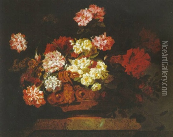 Blumenstraus In Einer Prunkvase Oil Painting - Jean-Baptiste Belin de Fontenay the Elder