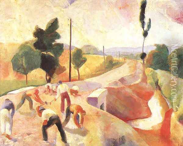 Road Construction 1928 Oil Painting - Karoly Patko