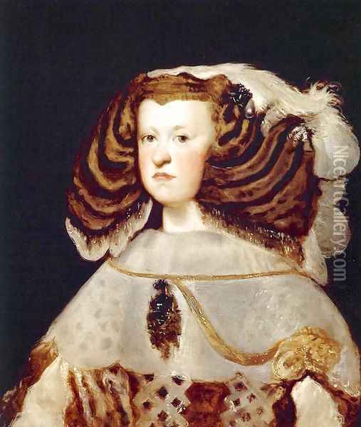 Portrait of Mariana of Austria, Queen of Spain Oil Painting - Diego Rodriguez de Silva y Velazquez