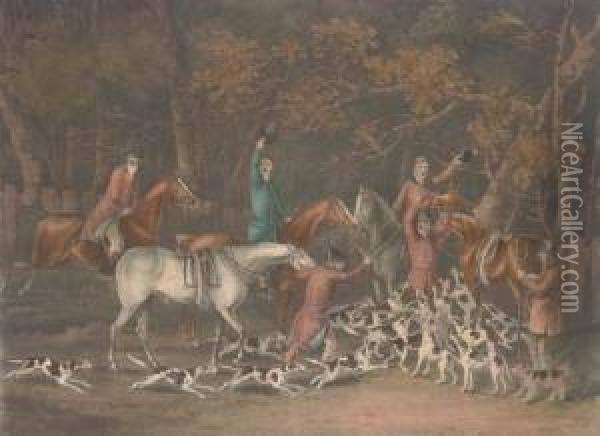 Fox Hunting: Unkennelling; Breaking Cover; Full Cry; And The Death Oil Painting - Henry Thomas Alken