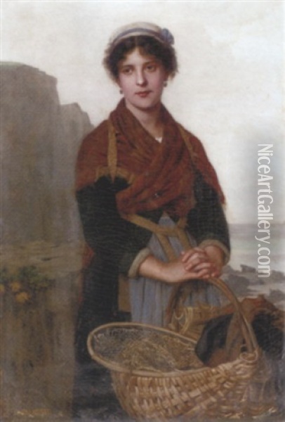 La Pecheuse Oil Painting - Eugenie Alexandrine Marie Salanson