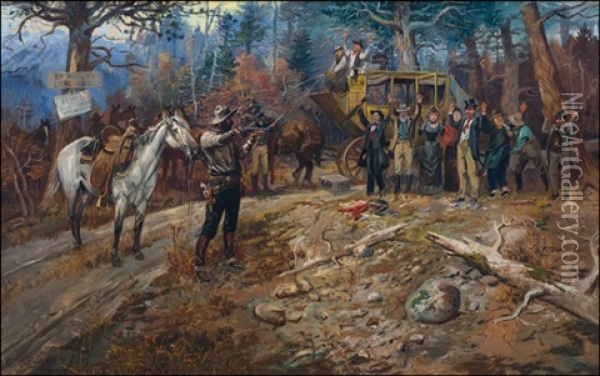 The Hold Up Oil Painting - Charles Marion Russell