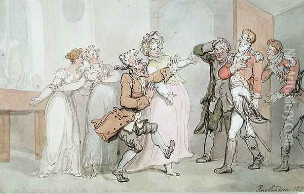The Return of the Soldier, 1817 Oil Painting - Thomas Rowlandson
