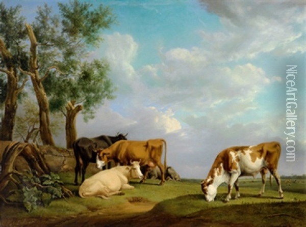 Kuhe Auf Der Weide Oil Painting - Alexander Johann Dallinger Von Dalling
