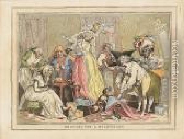 Dressing For A Masquerade Oil Painting - Thomas Rowlandson