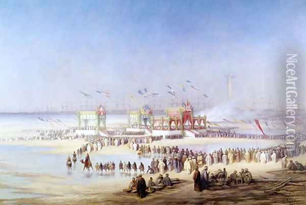 The Inauguration of the Suez Canal by the Empress Eugenie 1826-1920 17th November 1869 Oil Painting - Edouard Riou