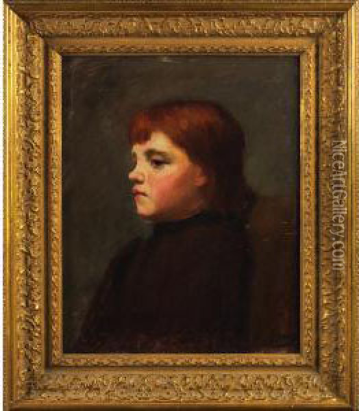 Portrait Of A Girl Oil Painting - Frank Duveneck