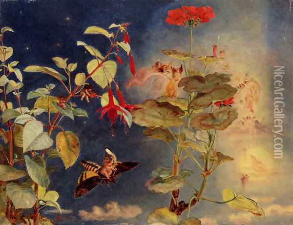 Elves And Fairies: A Midsummer Night's Dream Oil Painting - John George Naish