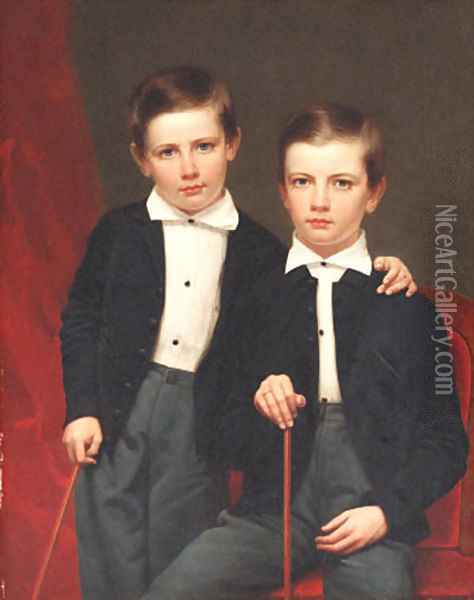 Portrait of Two Boys Oil Painting - Frederick R. Spencer