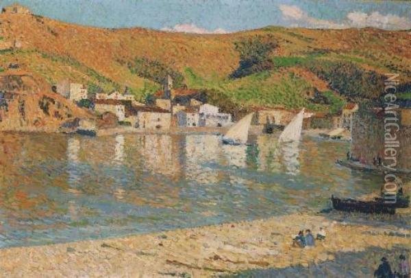 Les Collines Dominant Le Port De Collioure Oil Painting - Henri Martin