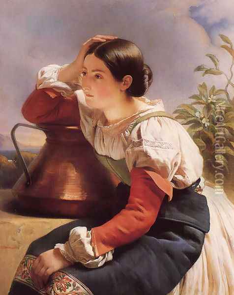Young Italian Girl by the Well Oil Painting - Franz Xavier Winterhalter