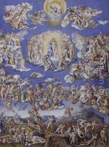 Last Judgement (after Michelangelo), c.1570 Oil Painting - Giorgio-Giulio Clovio