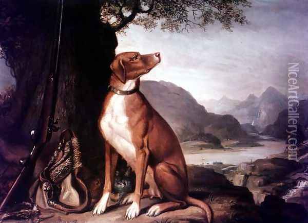 G. M. Johnstons favourite gun dog in a landscape Oil Painting - J. Francis Sartorius