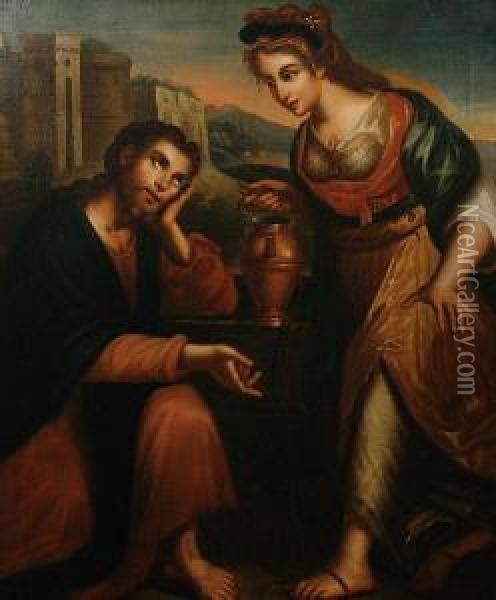Christ And The Woman Of Samaria Oil Painting - Lavinia Fontana