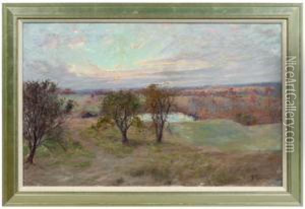 Landscape With Sunset Oil Painting - Hal Robinson