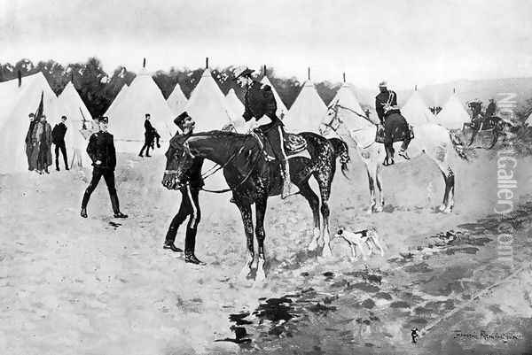 A Modern Cavalry Camp Oil Painting - Frederic Remington